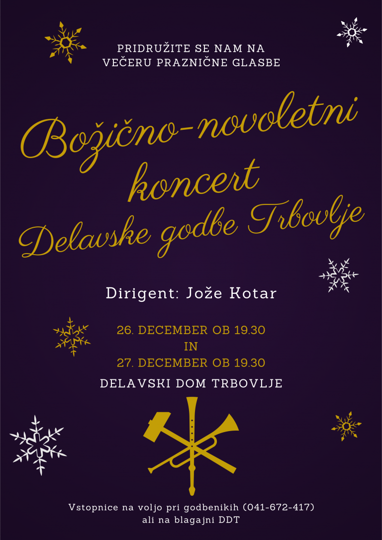 26. in 27. december ob 19.30 – Božično-novoletni koncert Delavske godbe Trbovlje
